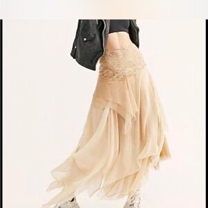 Free People Asymmetrical Cream Skirt